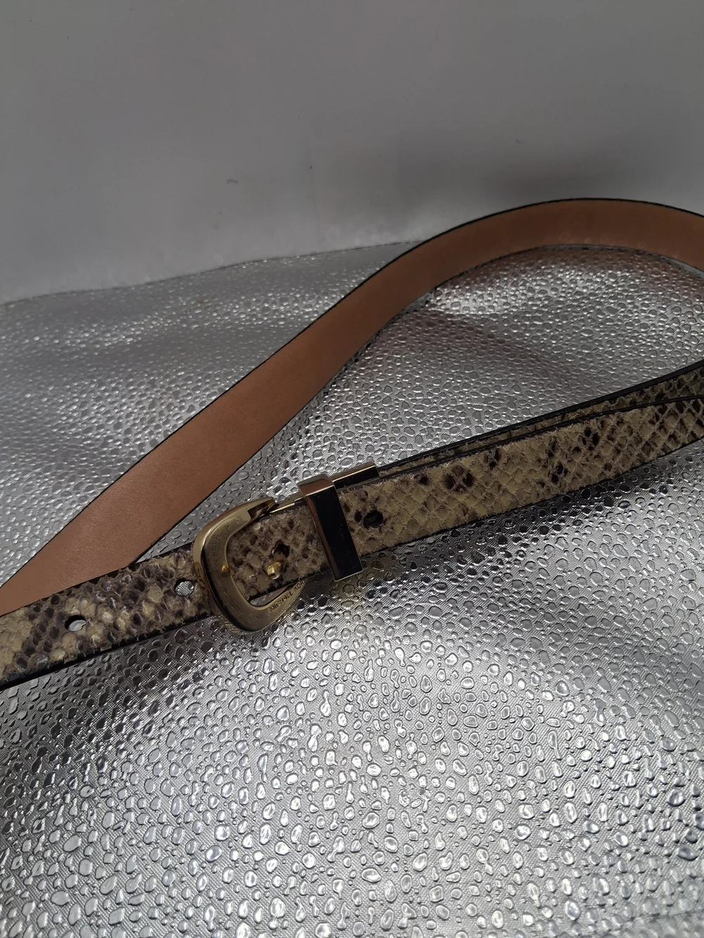 Michael Kors Brown Textured Women's Belt with Gold Buckle